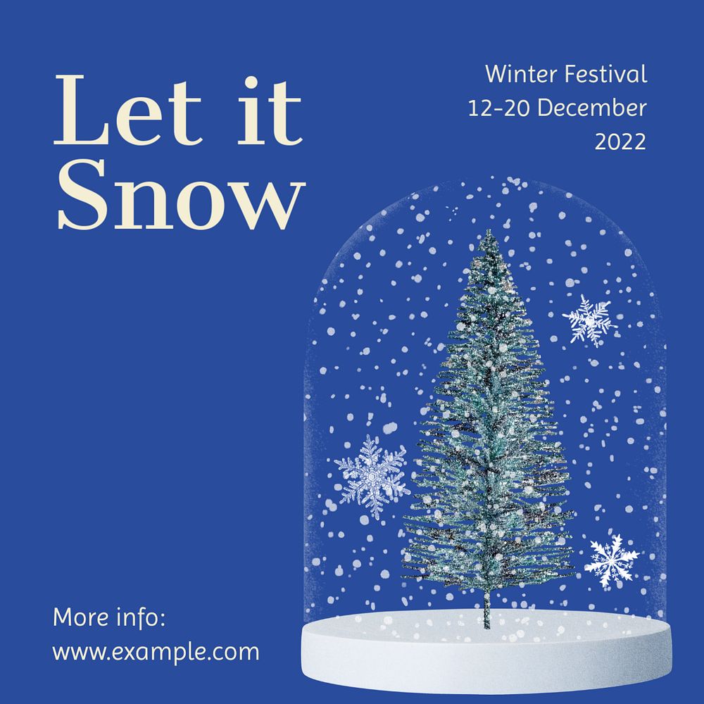 Winter snow festival  Instagram post template, editable text