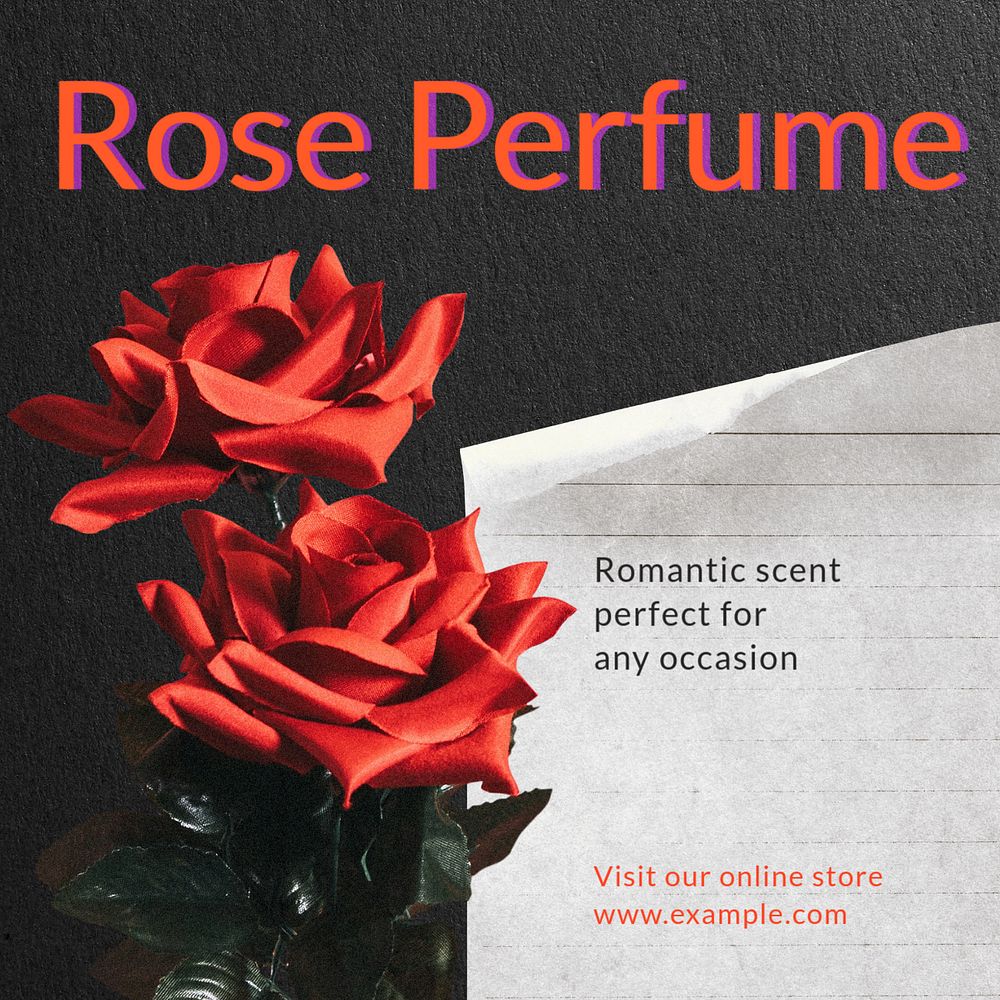 Rose perfume Facebook post template, editable design