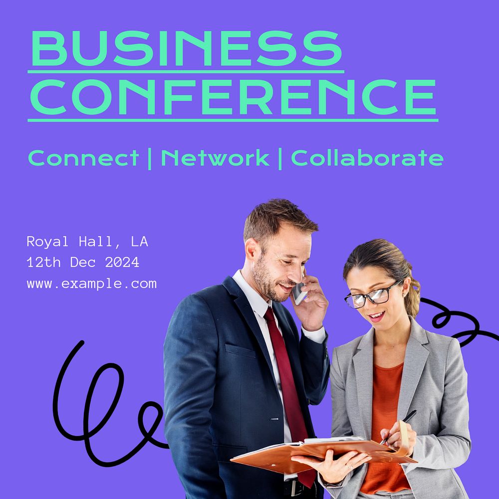 Business conference Instagram post template, editable text