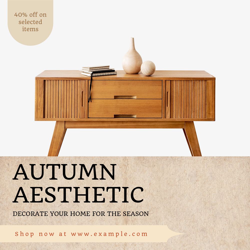 Autumn home decoration Instagram post template, editable text