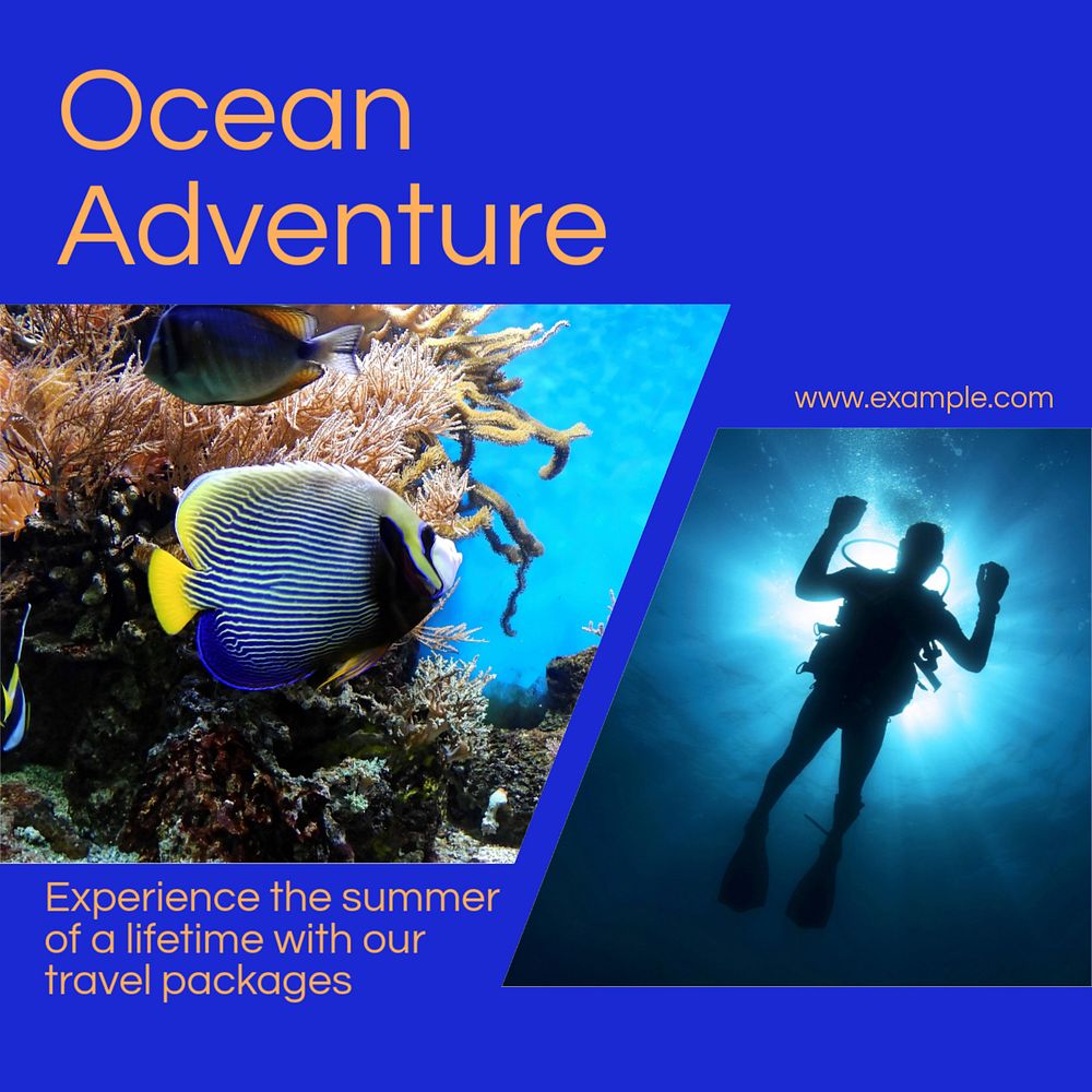 Ocean adventure  Instagram post template, editable text