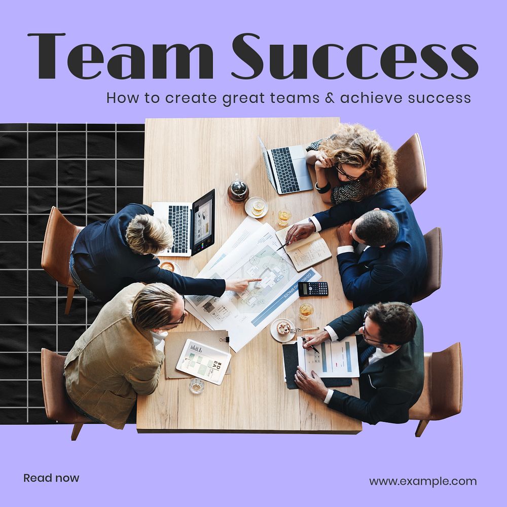 Team success Instagram post template, editable text