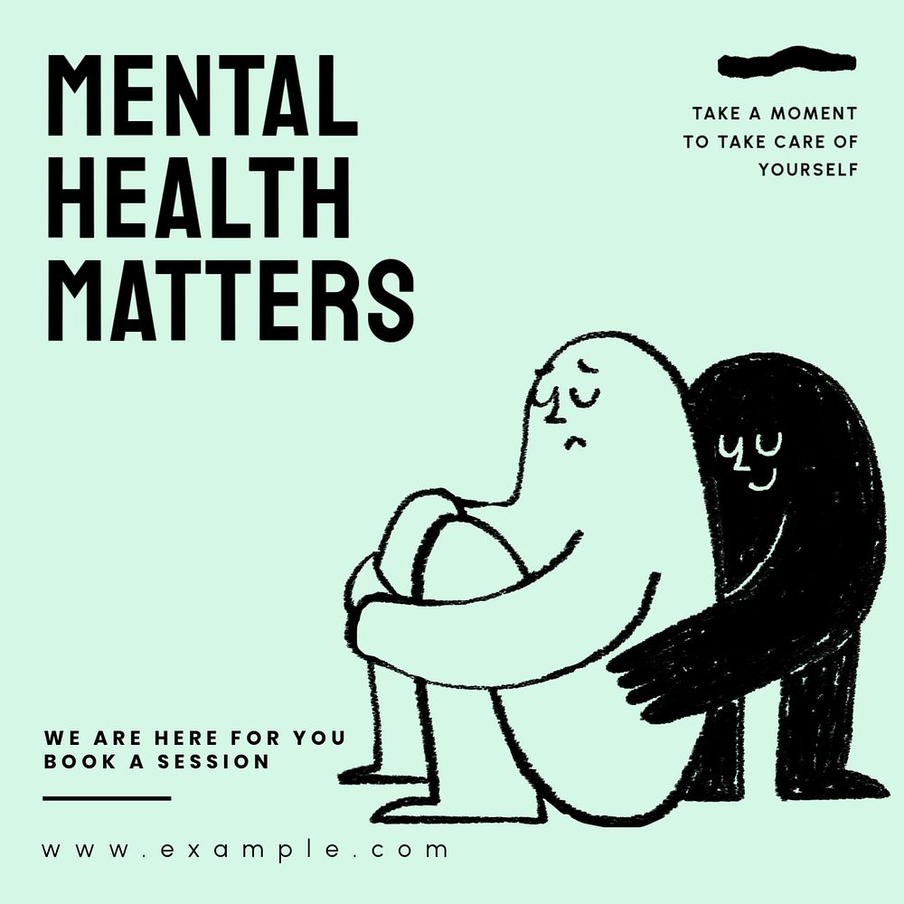 Mental health  Instagram post template, editable text