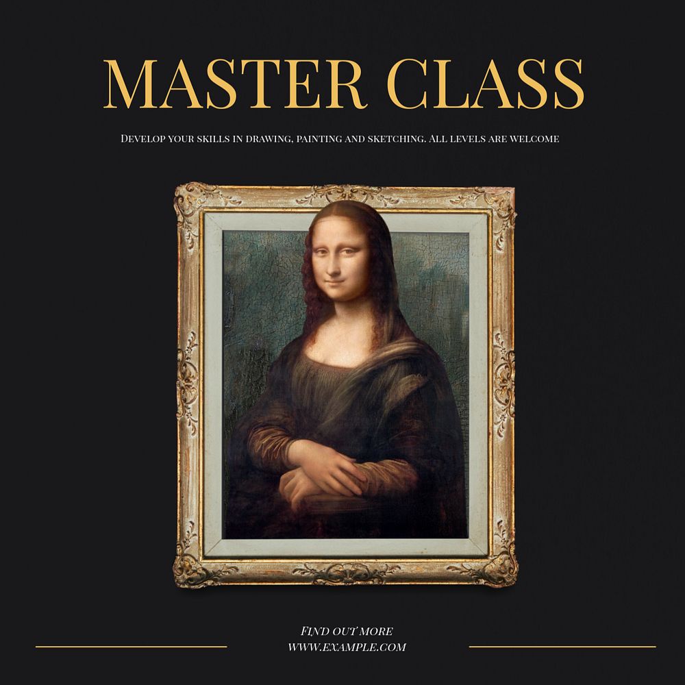 Mastering art class post template, editable social media design