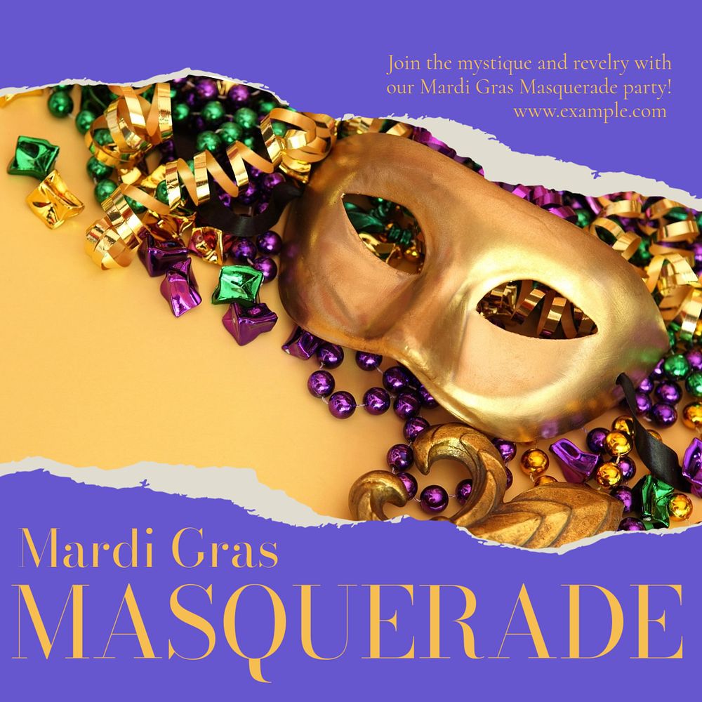 Mardi gras  Instagram post template, editable text