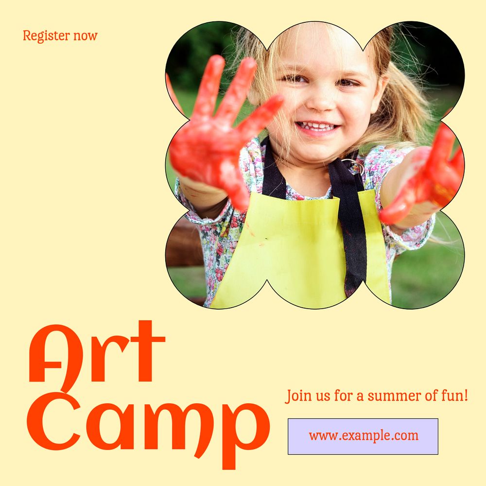 Art camp  Instagram post template, editable text