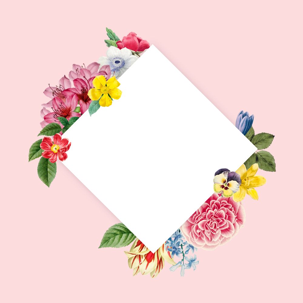 Botanical square frame, editable flower illustration design