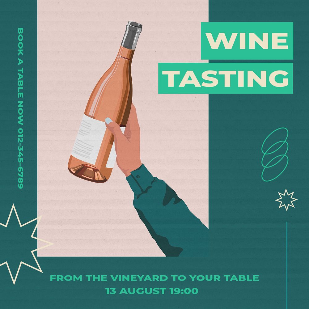 Wine tasting  Instagram post template, editable text