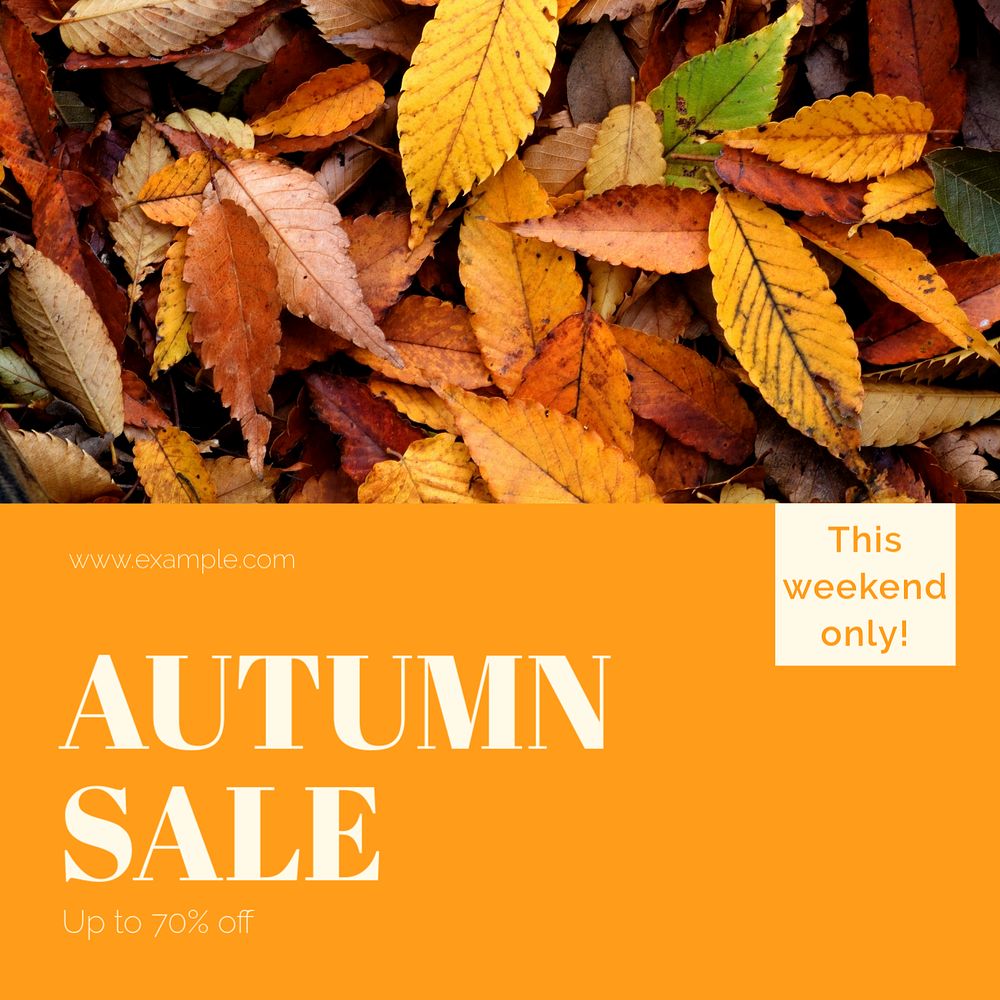 Autumn sale  Instagram post template, editable text