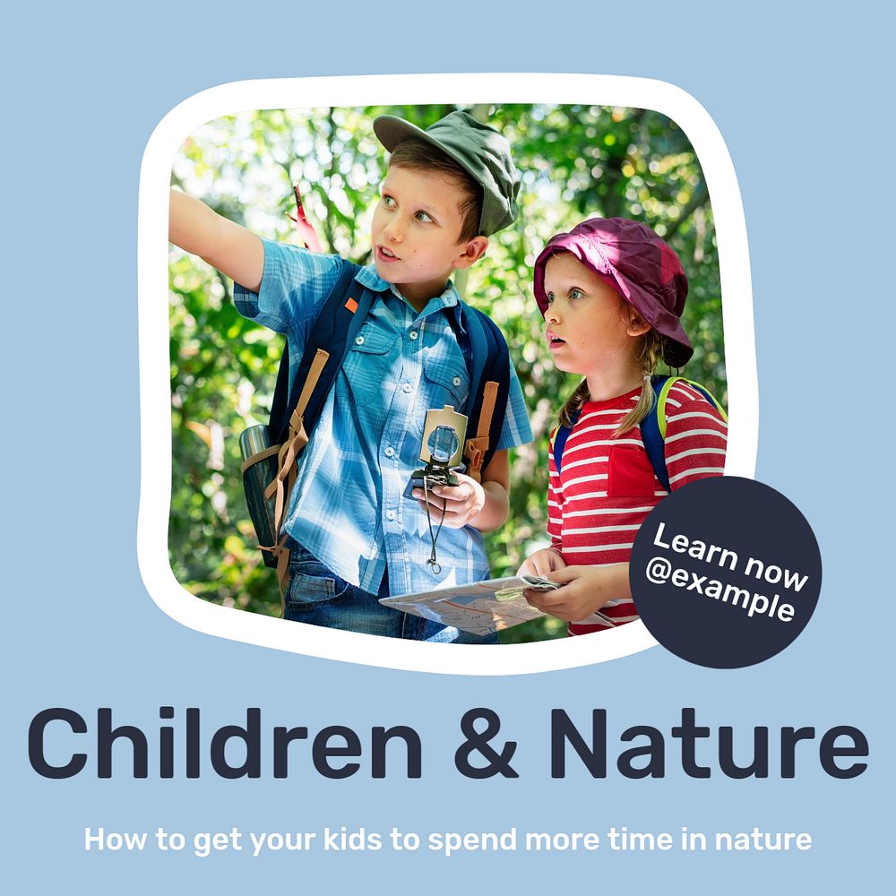 Children & nature  Instagram post template, editable text