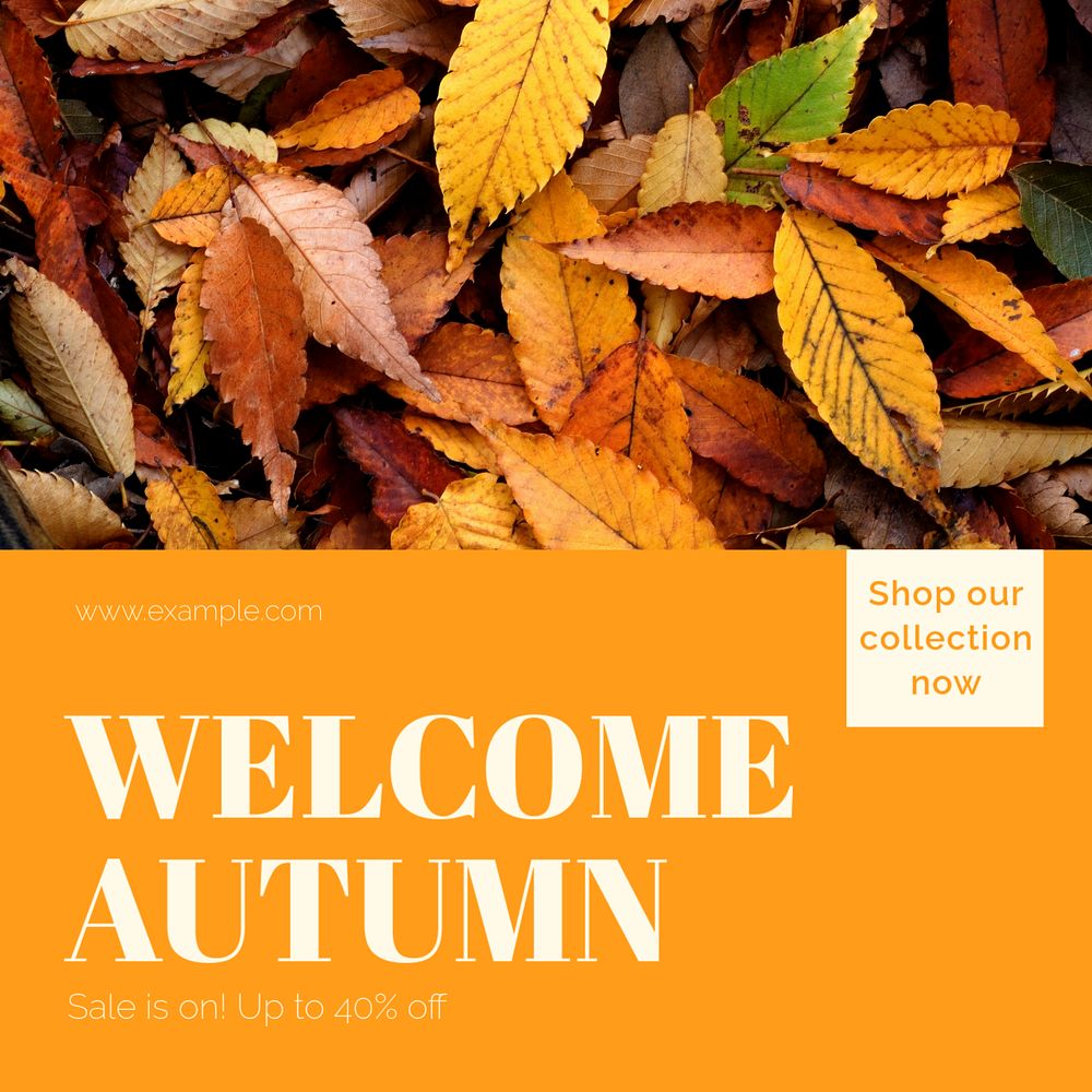 Autumn sale  Instagram post template, editable text