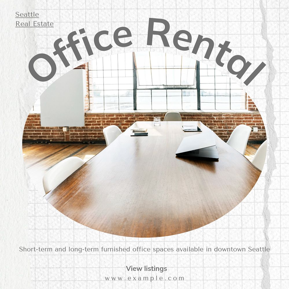 Office rental  Instagram post template, editable text