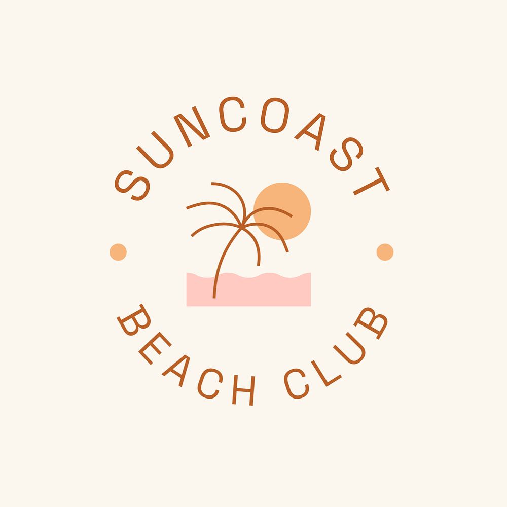 Beach club editable logo, line art design