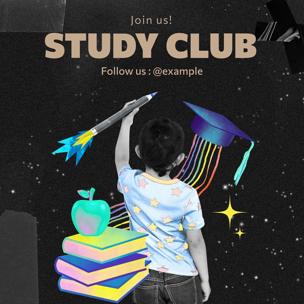 Study club  Instagram post template, editable text