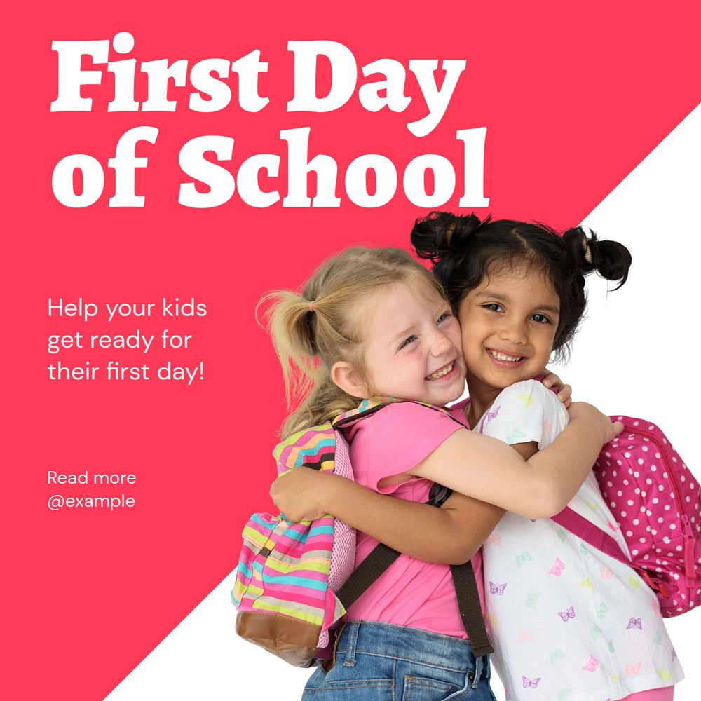 First school day  Instagram post template, editable text