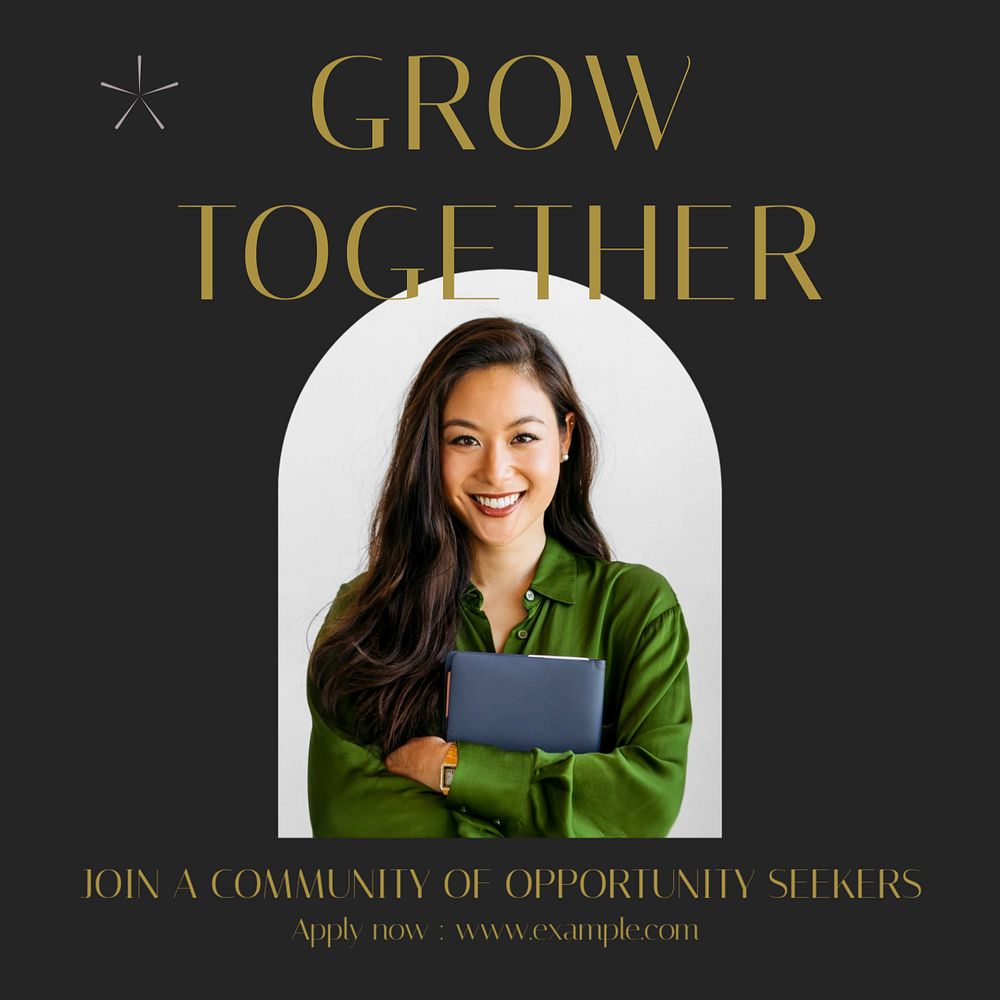 Grow together  Instagram post template, editable text