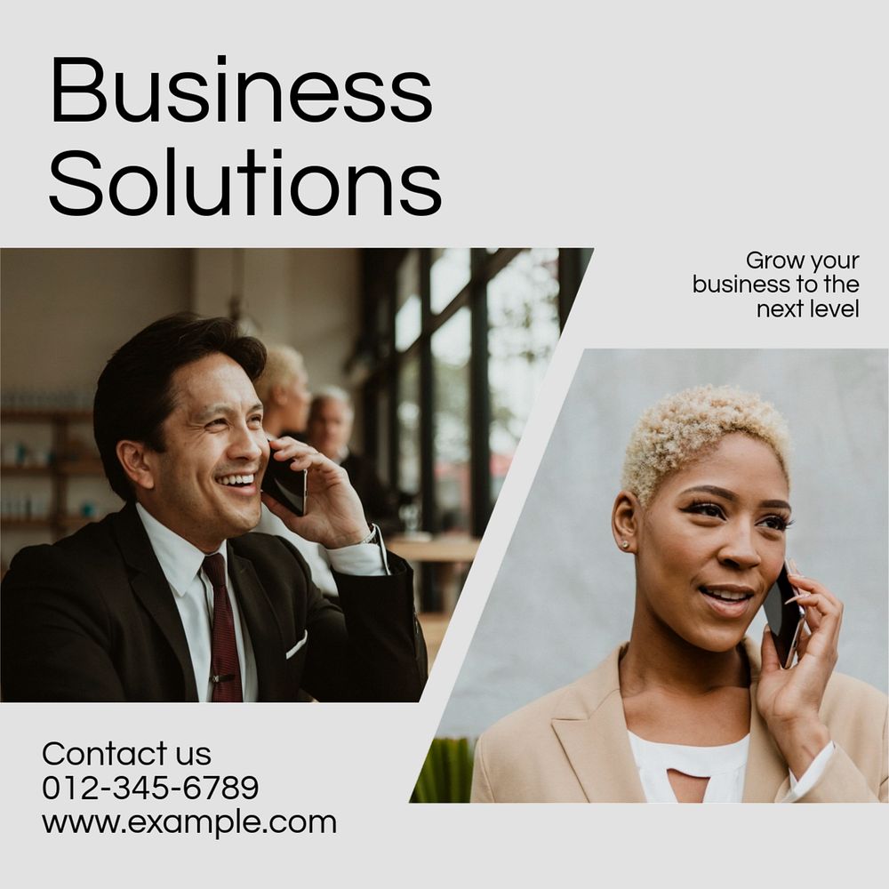 Business solutions  Instagram post template, editable text