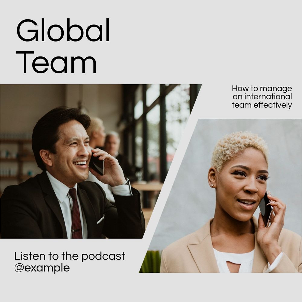 Global team  Instagram post template, editable text