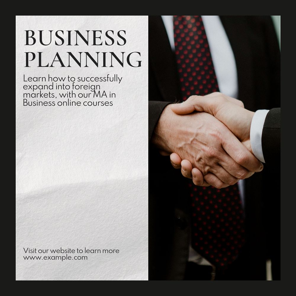 Business planning Instagram post template, editable text