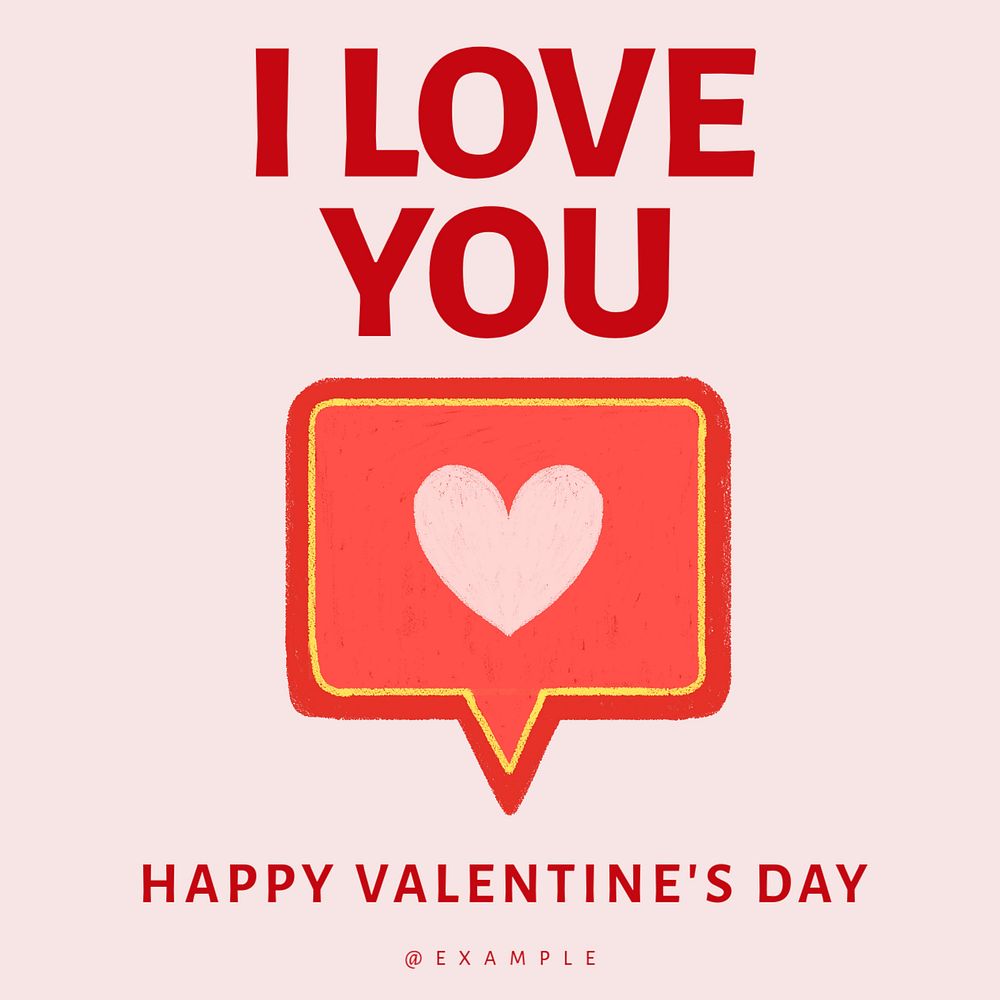 I love you Instagram post template, editable text