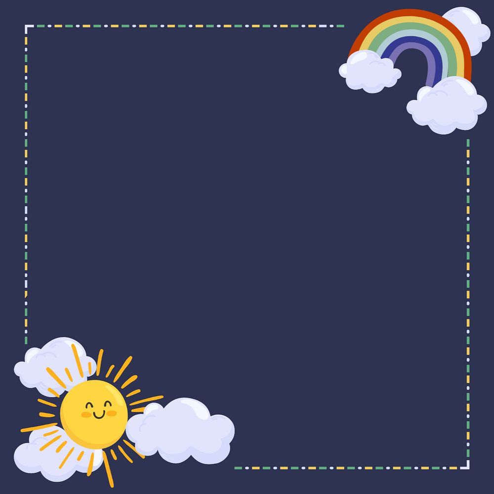 Sunny rainbow  border frame background editable design