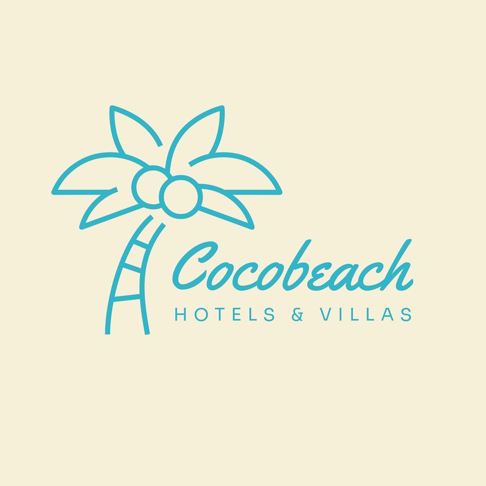 Cocobeach hotel editable logo, line art design