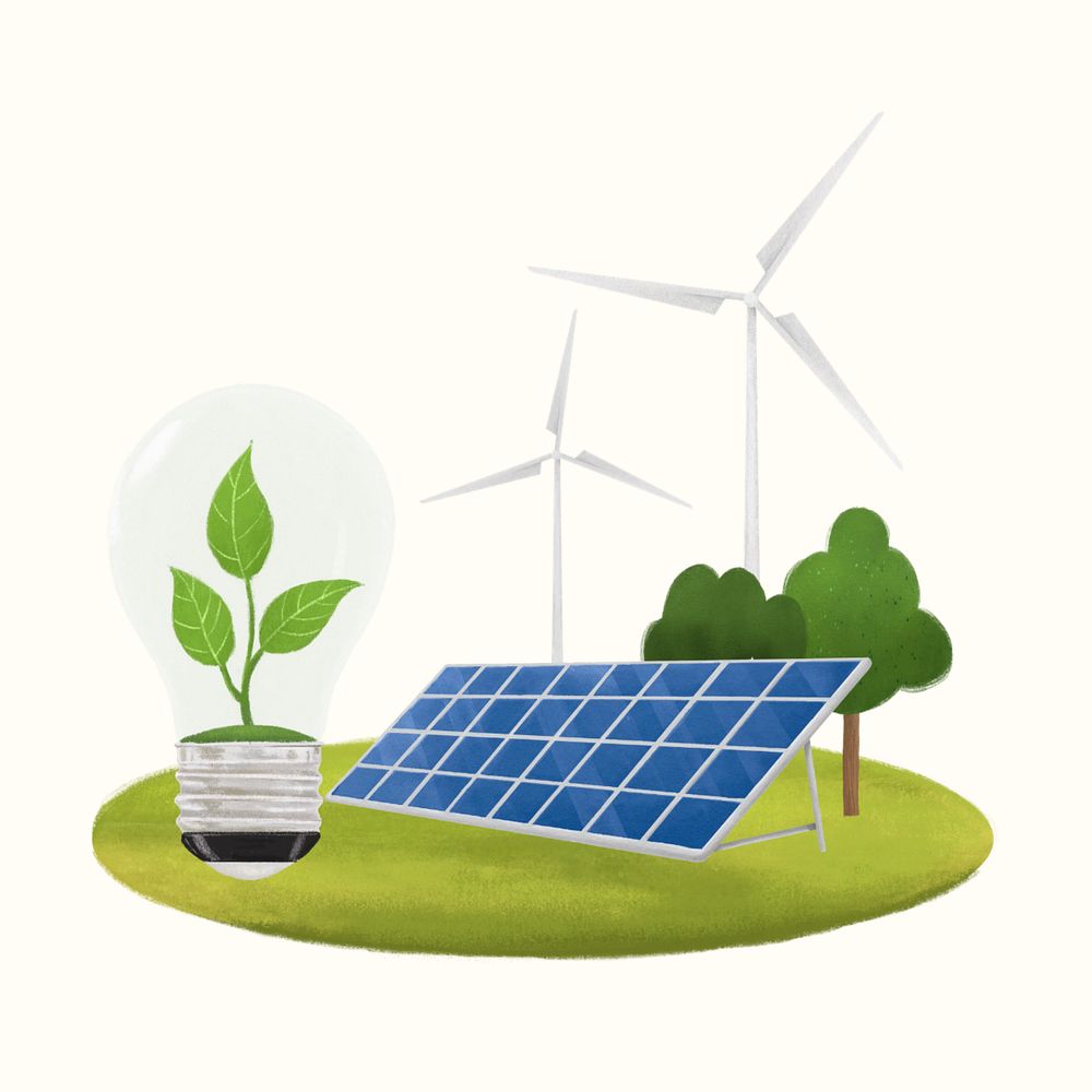 Clean energy environment aesthetic illustration background, editable design