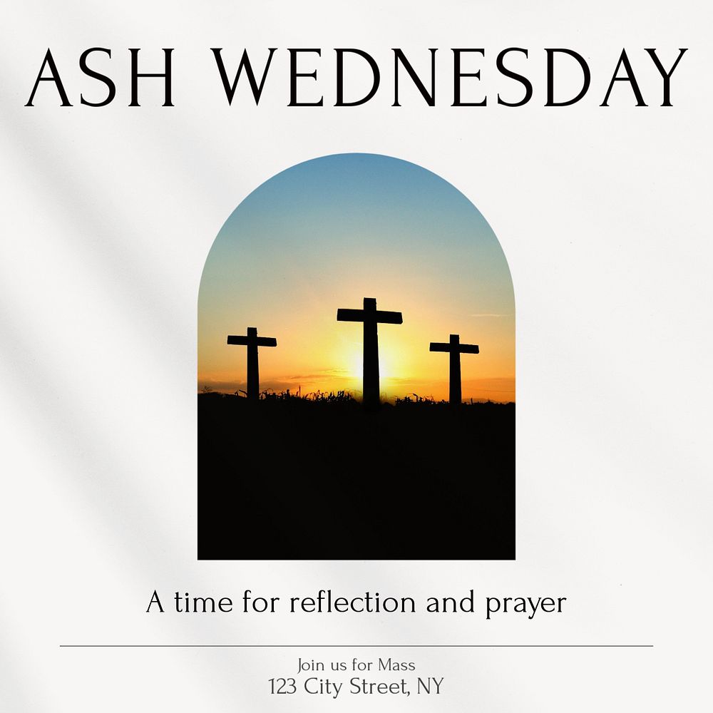 Ash Wednesday  Instagram post template, editable text