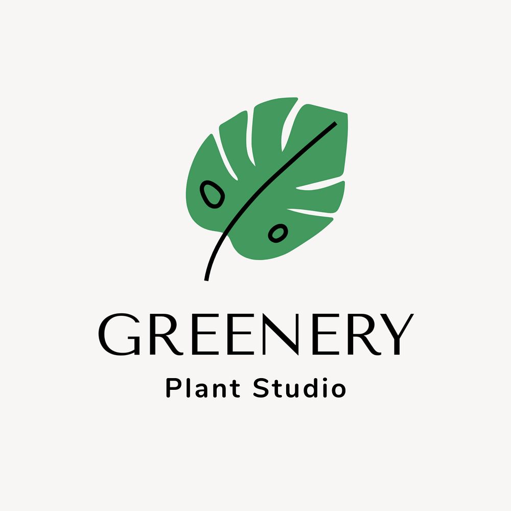 Plant studio editable logo, line art design