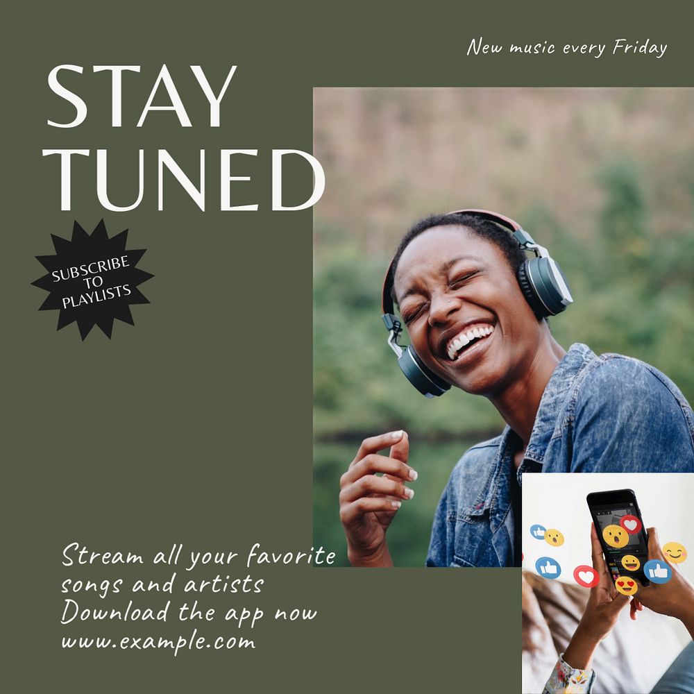 Stay tuned  Instagram post template, editable text