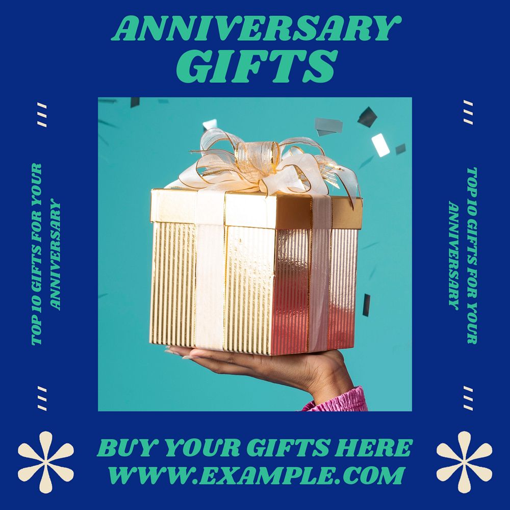 Anniversary gifts  Instagram post template, editable text