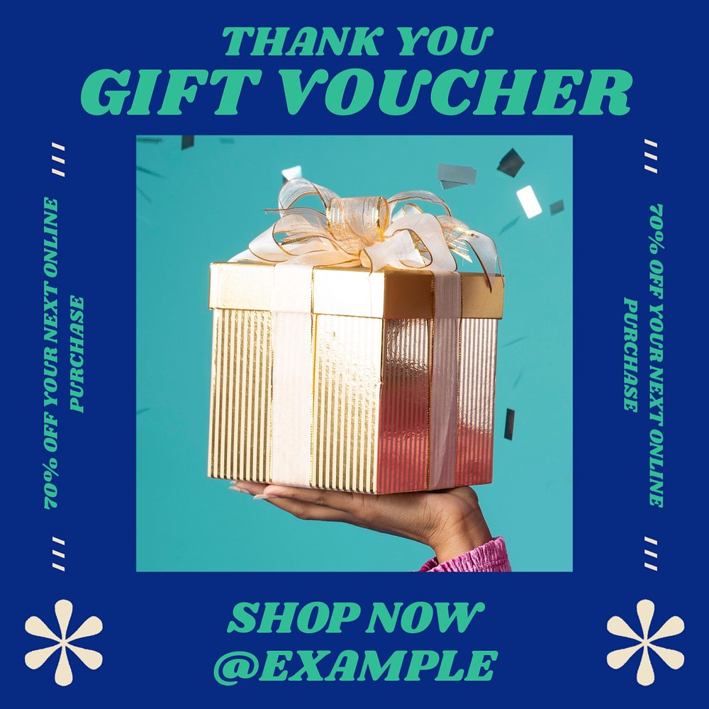 Gift voucher  Instagram post template, editable text