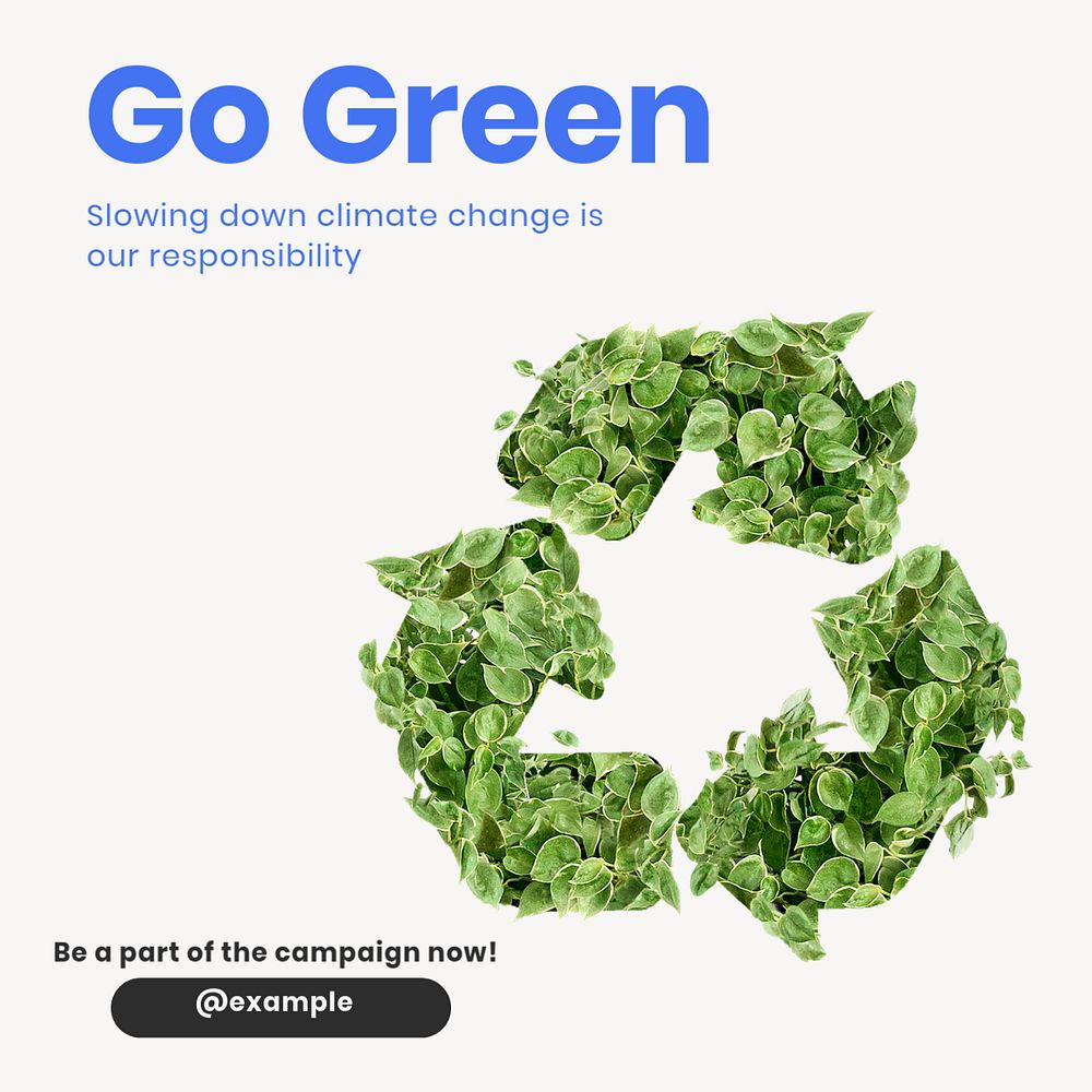 Go green Instagram post template, editable text