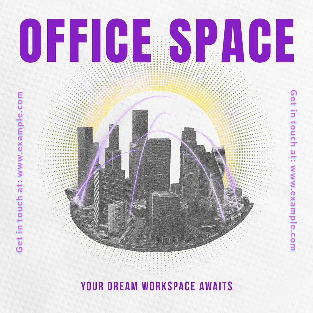 Office space  Instagram post template, editable text