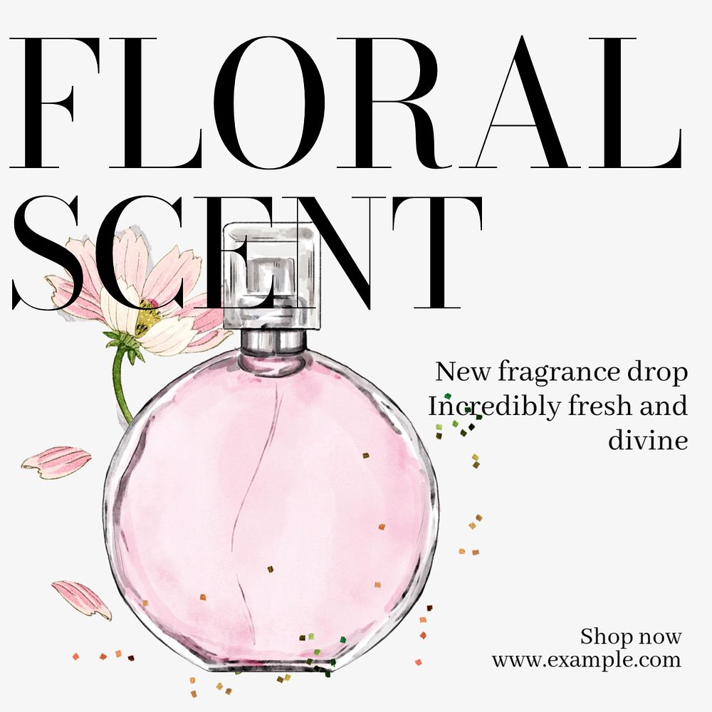 Floral perfume  Instagram post template, editable text