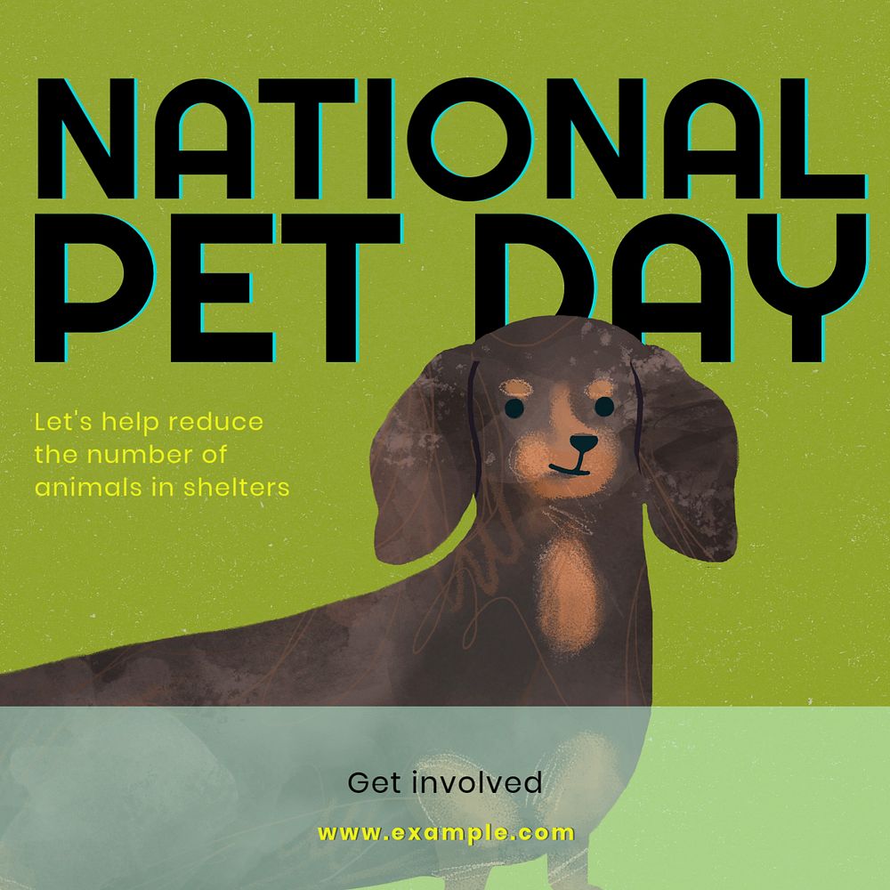 National pet day Instagram post template, editable text