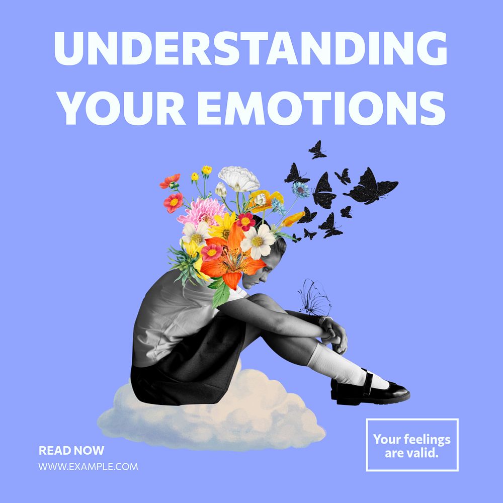 Understanding your emotions Instagram post template, editable text