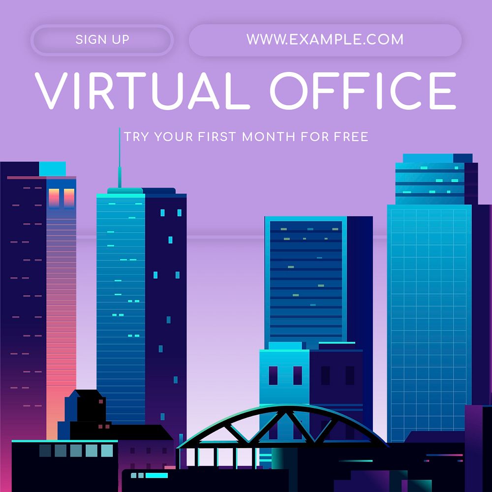 Virtual office  Instagram post template, editable text