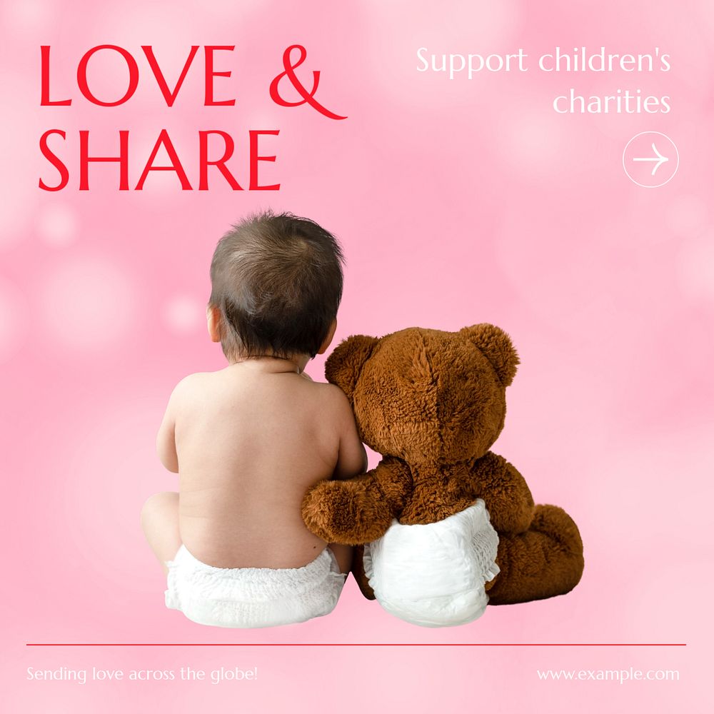 Children charities  Instagram post template, editable text