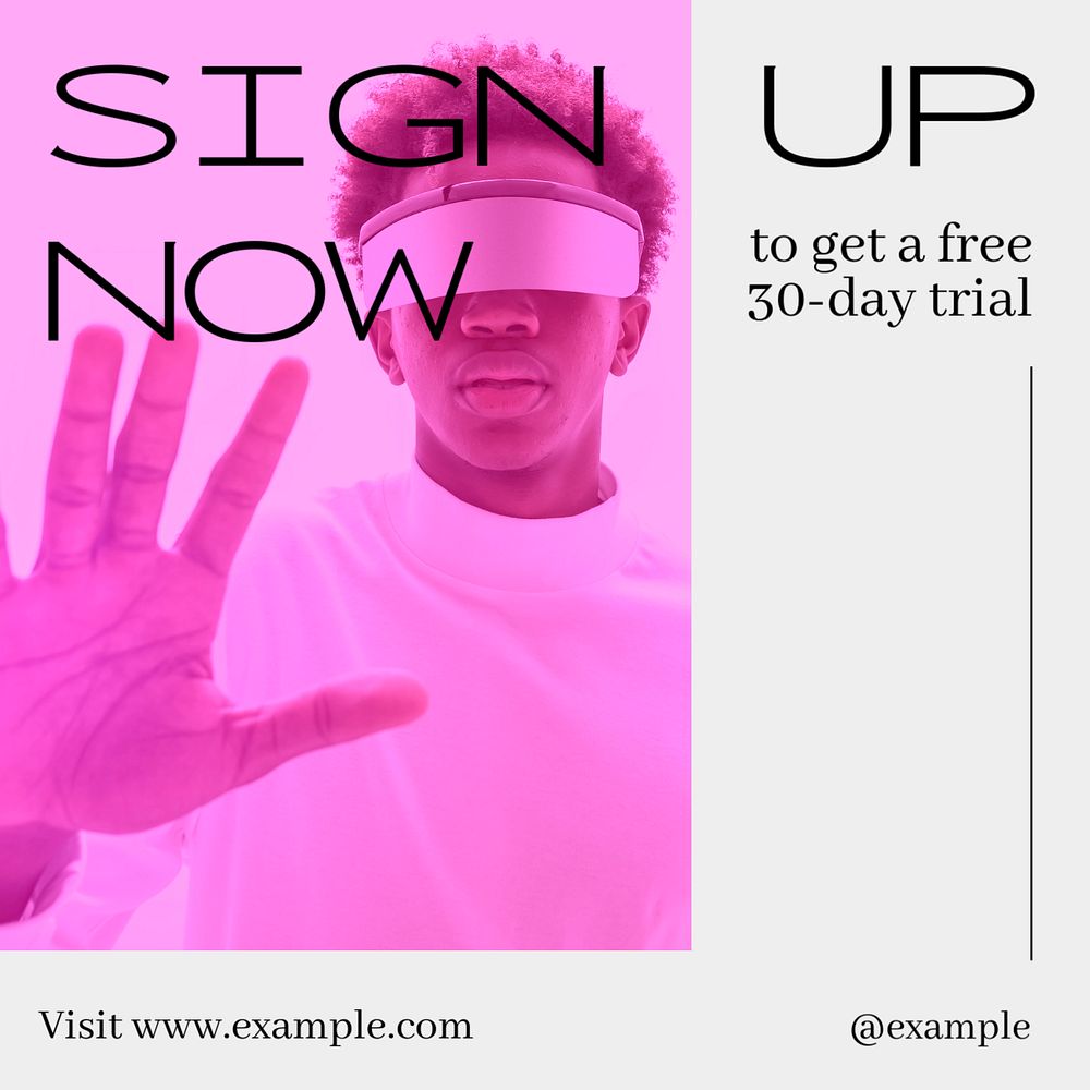 Sign up & register Instagram post template, editable text