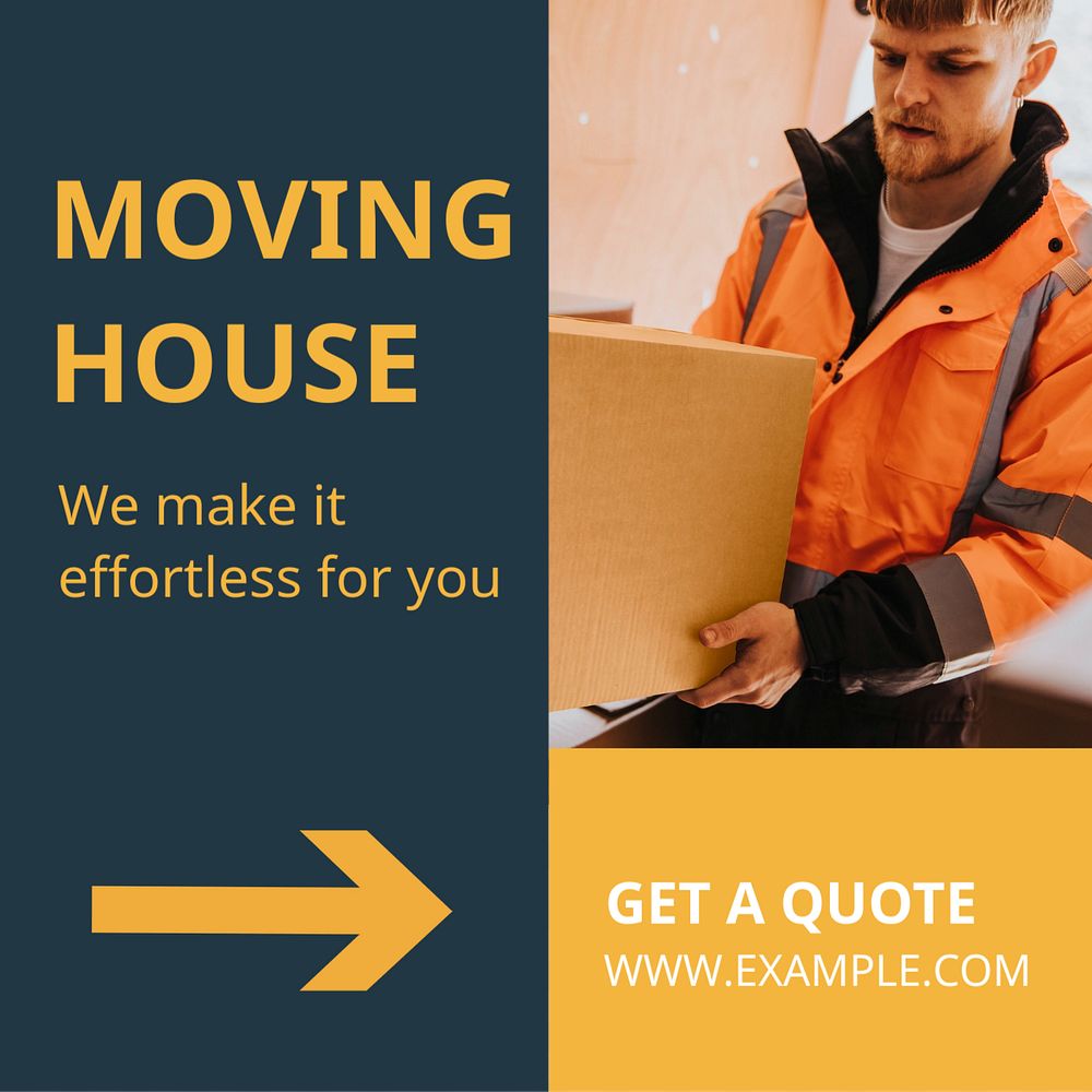 Moving house  Instagram post template, editable text