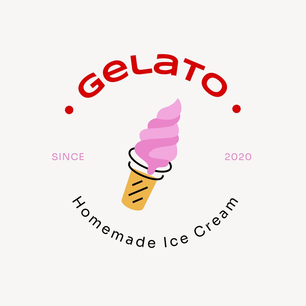 Gelato shop editable logo, line art design