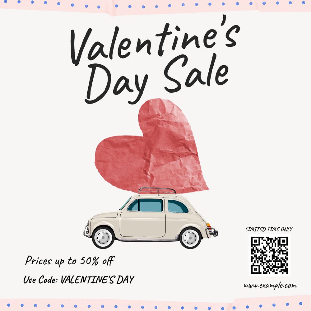 Valentine's Day sale  Instagram post template, editable text