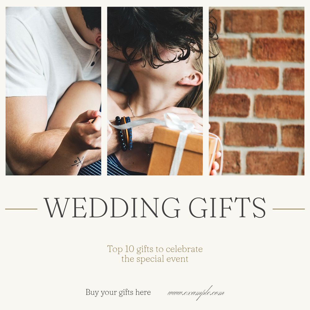 Wedding gifts  Instagram post template, editable text