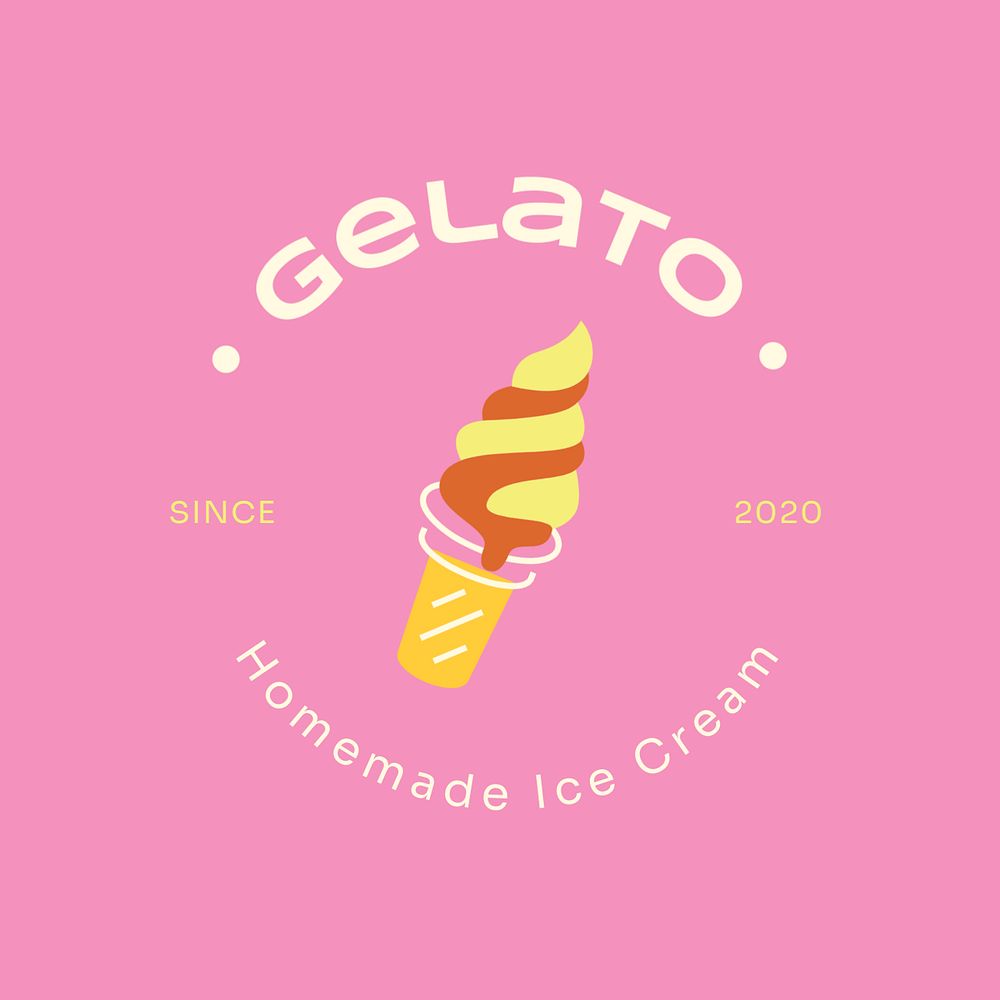 Gelato shop editable logo, line art design