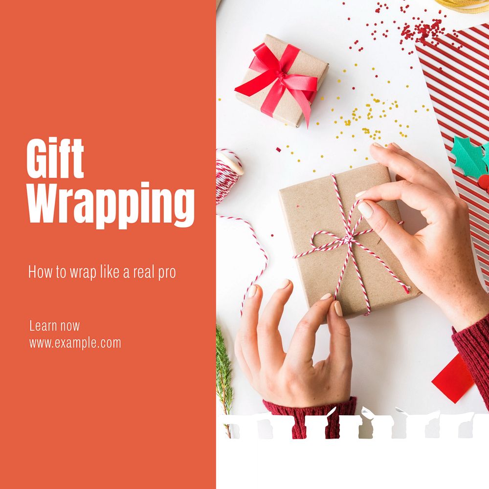 Gift wrapping  Instagram post template, editable text