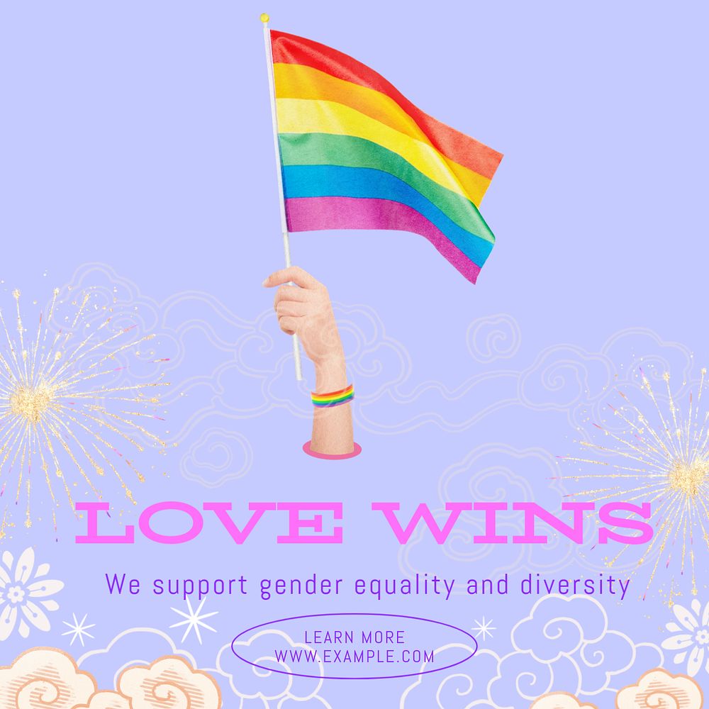 Love wins Instagram post template, editable text