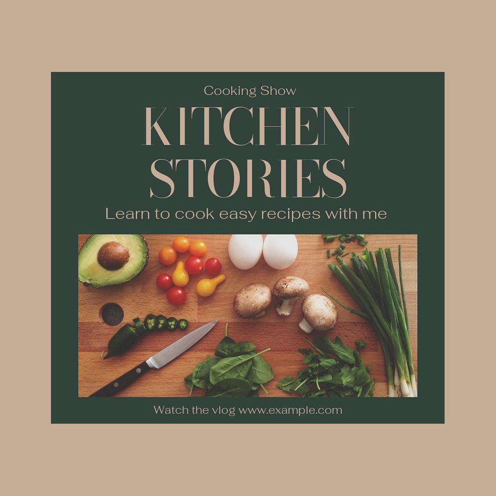 Kitchen stories   Instagram post template, editable text