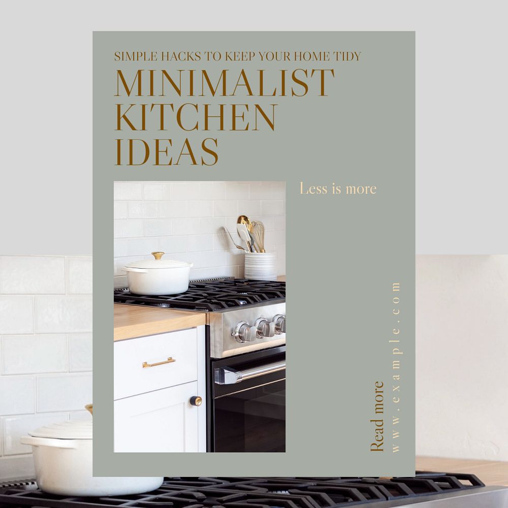 Kitchen interior  Instagram post template, editable text