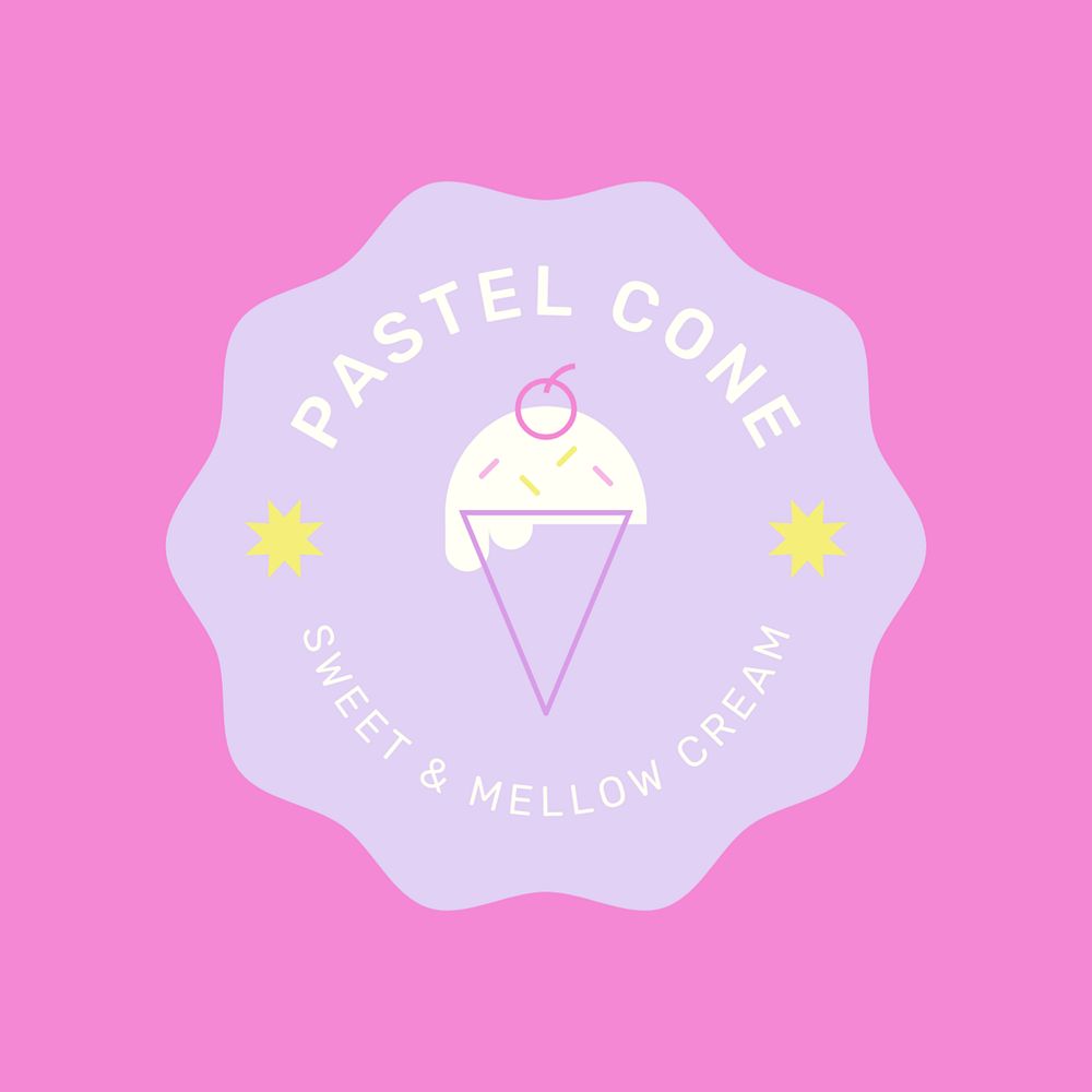 Ice-cream shop editable logo, line art design